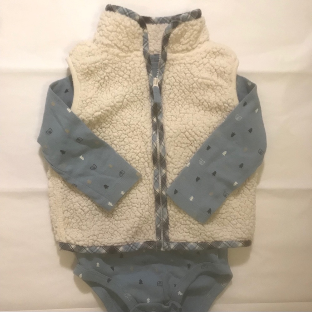 Carters cream colored vest & long sleeve shirt